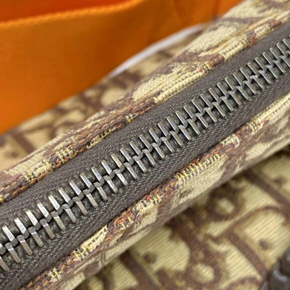 Auth DIOR/ChristianDior Flight Beige Dark Brown Orange Jacquard Leather - Picture 12 of 16